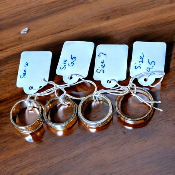 Set Of Four Silver-Tone Men's Fashion Statement Ring Bands - Picture 2 of 10